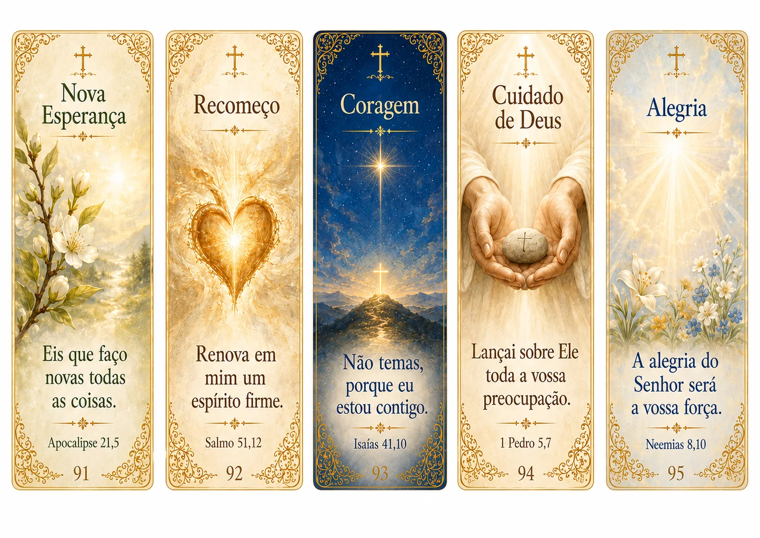 Marcadores católicos com versículos bíblicos